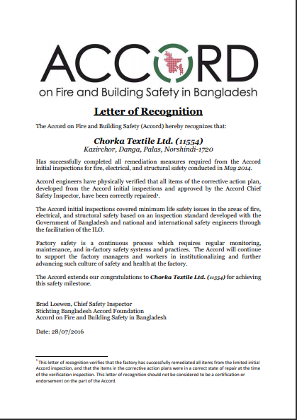 ACCORD RECOGNITION LETTER